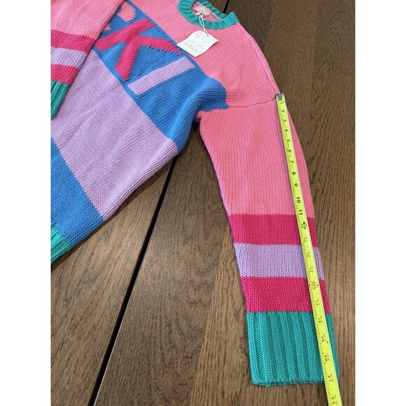 Show Me Your Mumu Oversized Knit Ski Sweater Women’s Sz L Pink Multi Heavyweight - Picture 11 of 13